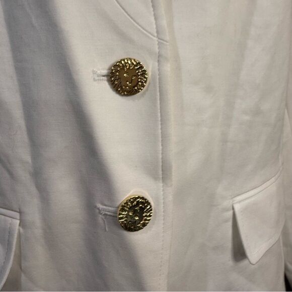 Anne Klein Creamy White Collarless Two Button Blazer Jacket Light Weight - Picture 4 of 14